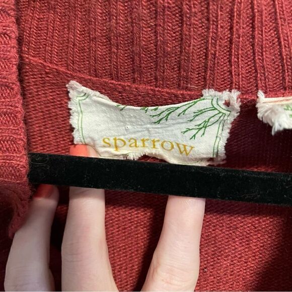 Sparrow-Anthropologie- Women’s Rust Red Double Breasted Button Front Cardigan, L - Picture 6 of 7